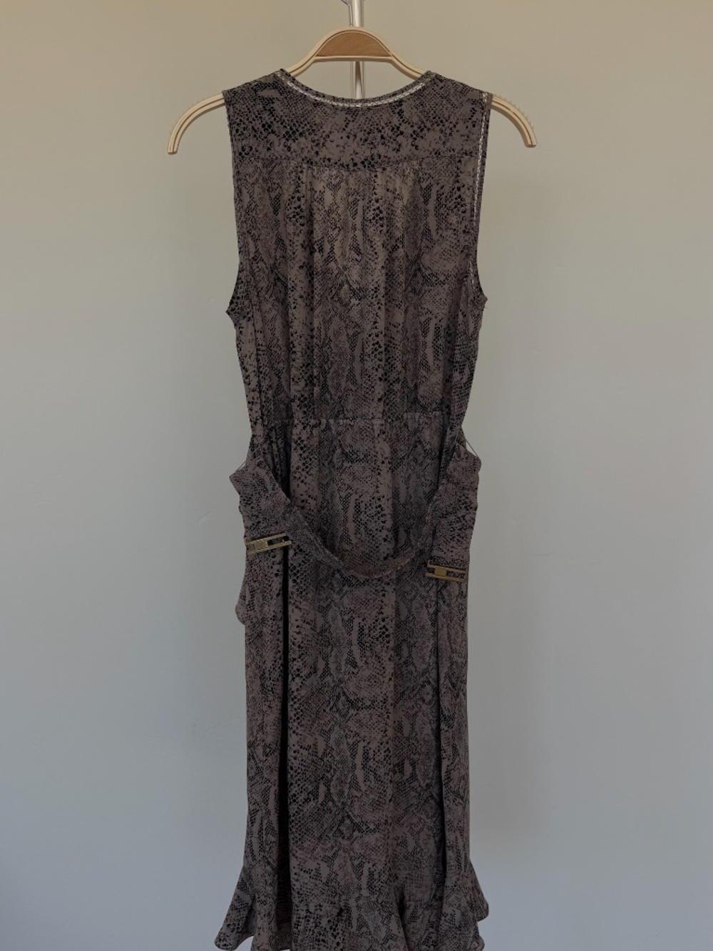 Rebecca Taylor Snake Print Ruffle Wrap Midi Dress Size 6